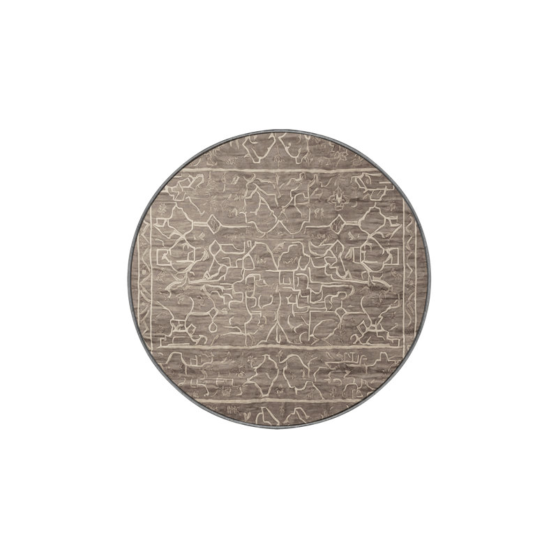 Machine Washable Gray Area Rug, Round 4'