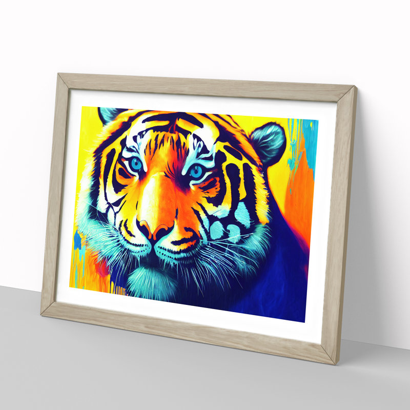 Tiger Splash Vol.1 Abstract - Single Picture Frame Print, 46cm H x 64cm W x 2cm D, Oak