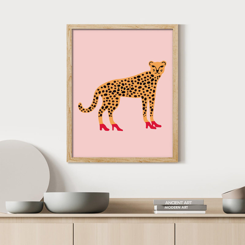 "Drôle de guépard jaune" sur papier, H 10 po x l 8 po, Naturel