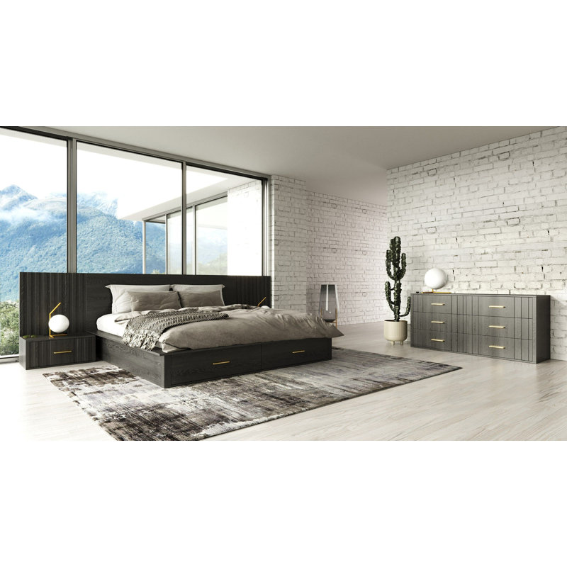 Nantucket Manchester- Contemporary Dark Grey 4-piece Bedroom Set, Queen