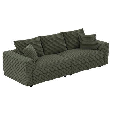 Velours côtelé 82,7 po à 3 places, avec structure en bois massif, repose-pieds assortis pour différentes fonctions et confort, capacité de 750 lb, amovible