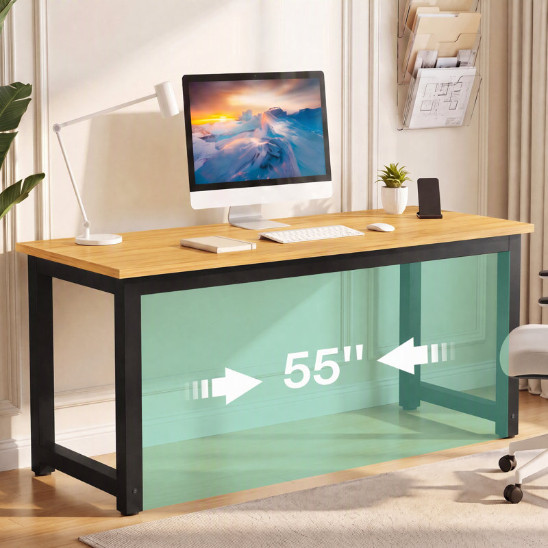 Bureau d'ordinateur 63 ", 63 * 23,6 pouces, Naturel et noir