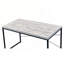 Bureau d'écriture rectangulaire en faux béton, blanc antique et noir, parfait pour le bureau à domicile moderne et les espaces créatifs.-565309875