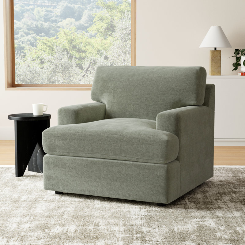 Cleo Upholstered Custom Accent Chair, Nave Metal Performance Distressed Velvet
