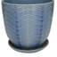 Ensemble de 3 pots à fleurs en porcelaine bleue pour l'intérieur et l'extérieur avec soucoupe attachée -1858333137