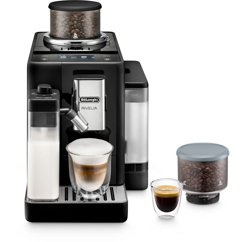 Fully Automatic Espresso Machine with Built-In Coffee Grinder, Black