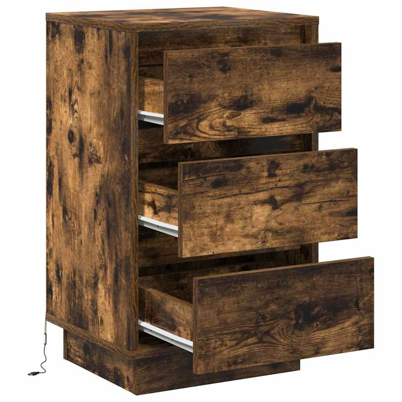 Bedside Cabinet 39 X 34.5 X 65 Cm Engineered Wood, Smoked Oak