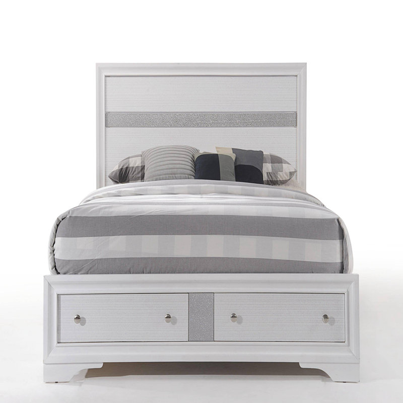Ilijan Low Profile Storage Standard Bed, Queen, White