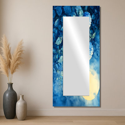 Hortensias sous le clair de lune II - Art mural miroir floral - imprimé sur métal