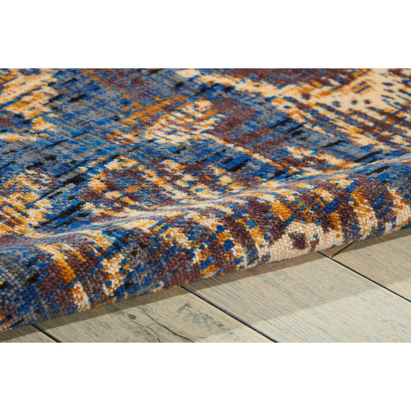 Moroccan Abstract Area Rug in Indigo, Rectangle 5'3" x 7'5"