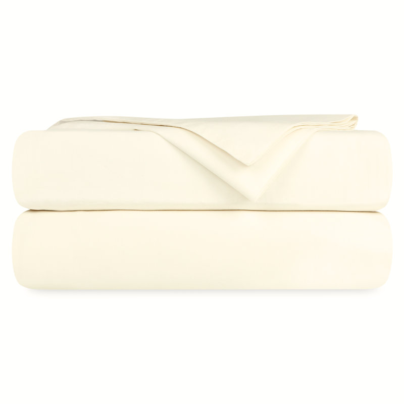 Sheet Sets 100% Organic Cotton Percale Weave Sheet, 400 Thread Count GOTS Certified, Smooth & Moisture-Wicking, Ivory