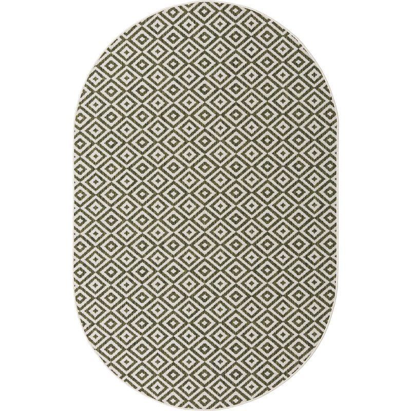 Outdoor Destiny Area Rug Grass Color, Oval 5'3" x 8'