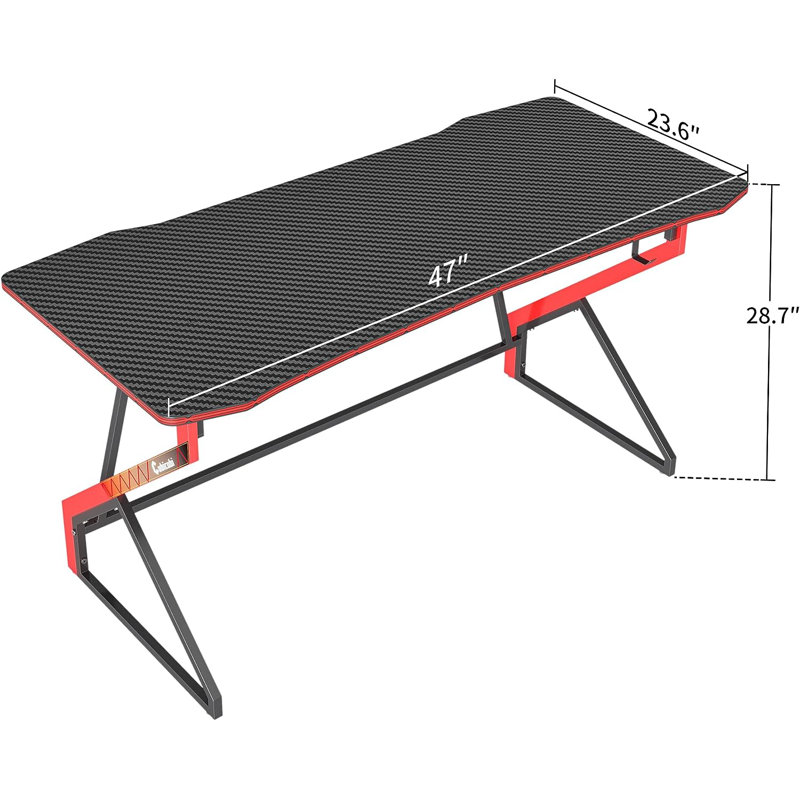 Kymorah Metal Base Computer Desk, Black, 28.1" H x 47" W x 23.6" D