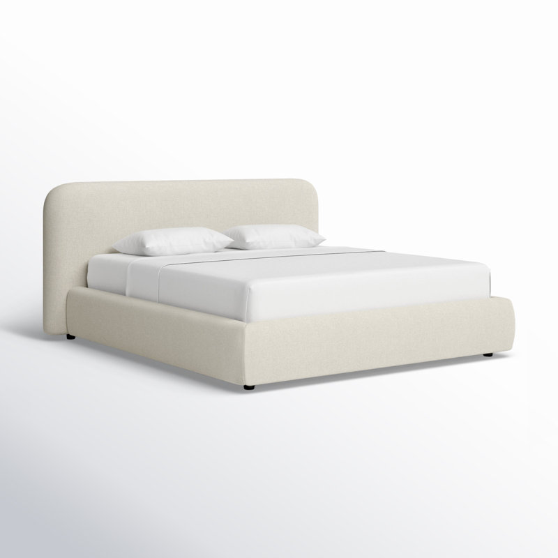 Bella Upholstered Platform Bed, King, Effie Linen Performance Linen