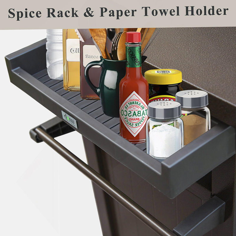 Grill Carts with Storage and Wheels, Brown