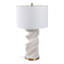 Lampe de table en pierre / tissu non tissé / base sculptée en quartz torsadé avec décoration de bureau à domicile - 29 po - blanc