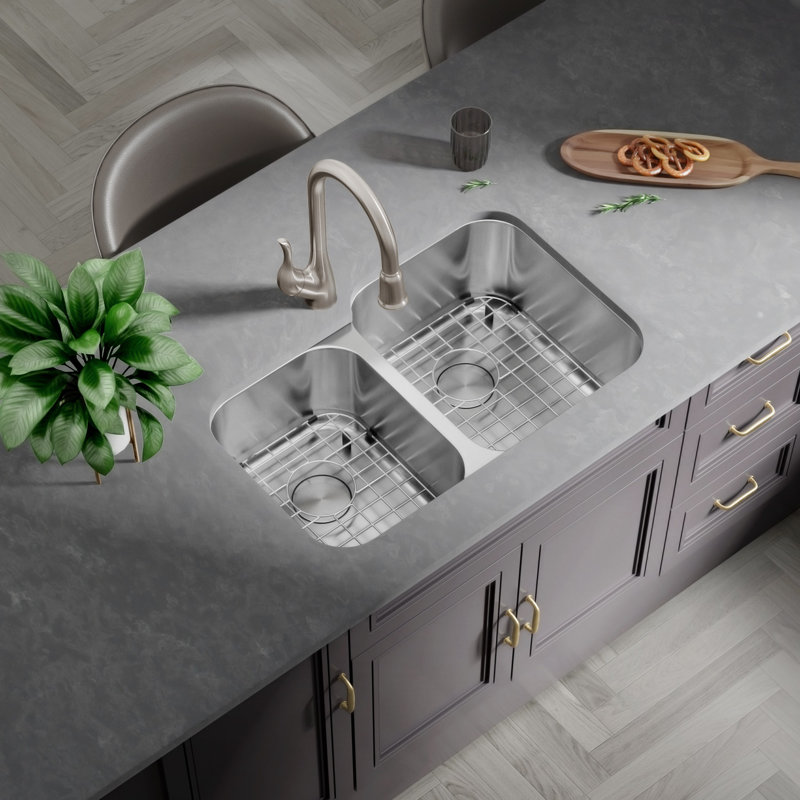 31.75'' L Double Bowl Stainless Steel Kitchen Sink