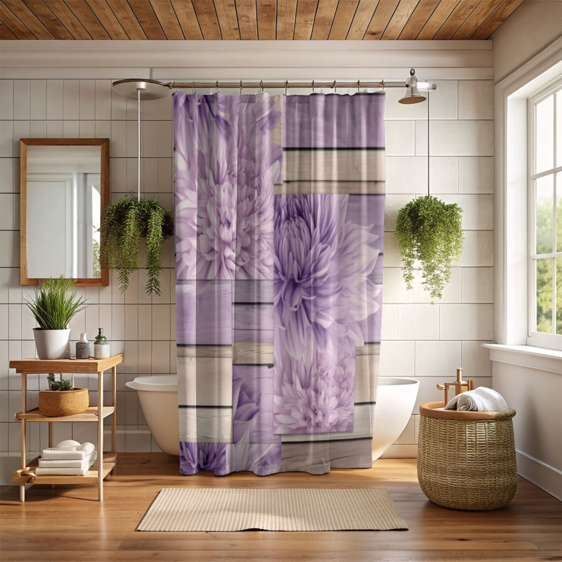 Lavender Rows - Premium Shower Curtain, 74''H x 71''W