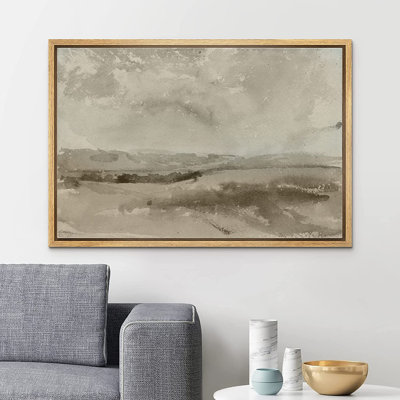 " SIGNLEADER Framed Canvas Print Wall Art Pastel Brown Mountain Valley Landscape Nature Wilderness Illustrations Modern Art Decorative Minimal Rustic For Living Room, Bedroom, Office " Print
