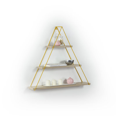 Floating Wall Decor Wall Mounted Rustic Decorative Hanging Metal Bracket Triangle Shelf for Books,