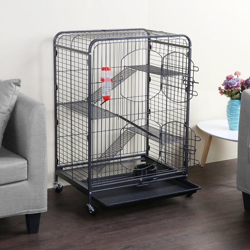Weather Resistant Small Animal Cage, 93.50cm H x 64cm W x 43.50cm D, Hammertone Black