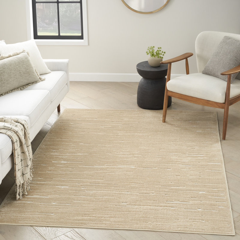 Tapis taupe Ebern Designs, Rectangle 5 pi 3 po x 7 pi