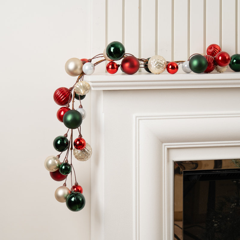 183cm Bauble Garland Green, Green/Red