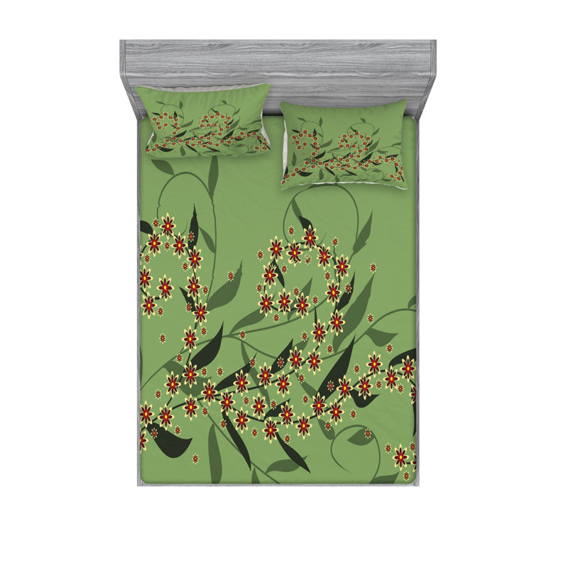 Ensemble de draps à fleurs rétro, Ensemble de drap pour grand lit avec drap-housse
