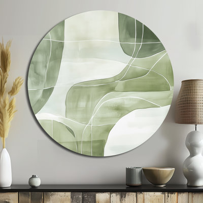 Sage Lines - Abstract Modern Transitional Round Metal Wall Decor