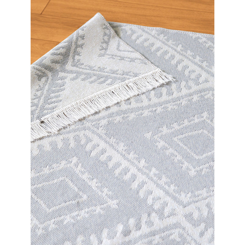 Acacius Geometric Cotton Machine Made Indoor / Outdoor Area Rug, Rectangle 60 x 100cm