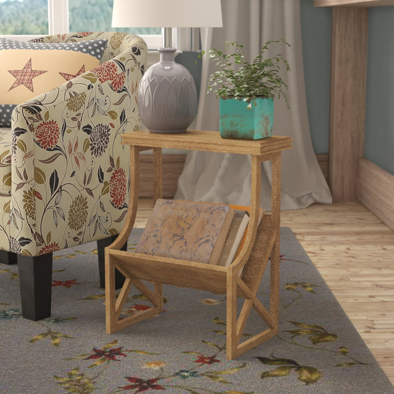Solid Wood Sled End Table, Natural