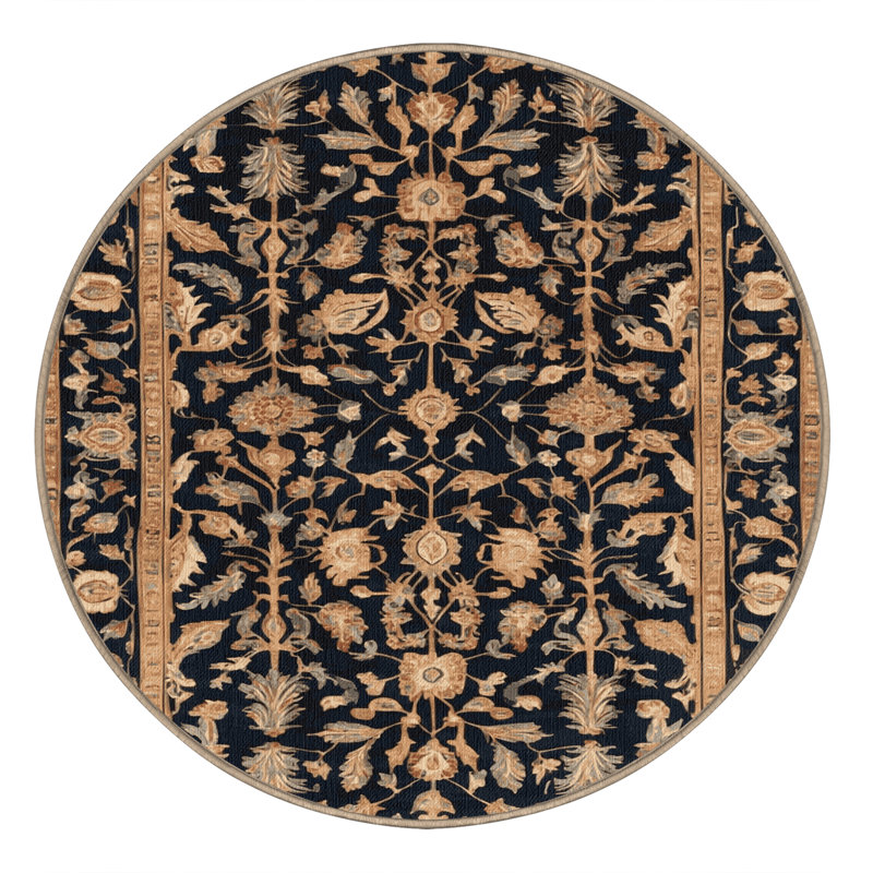 Machine Washable Persian Brown Area Rug, Round 6'