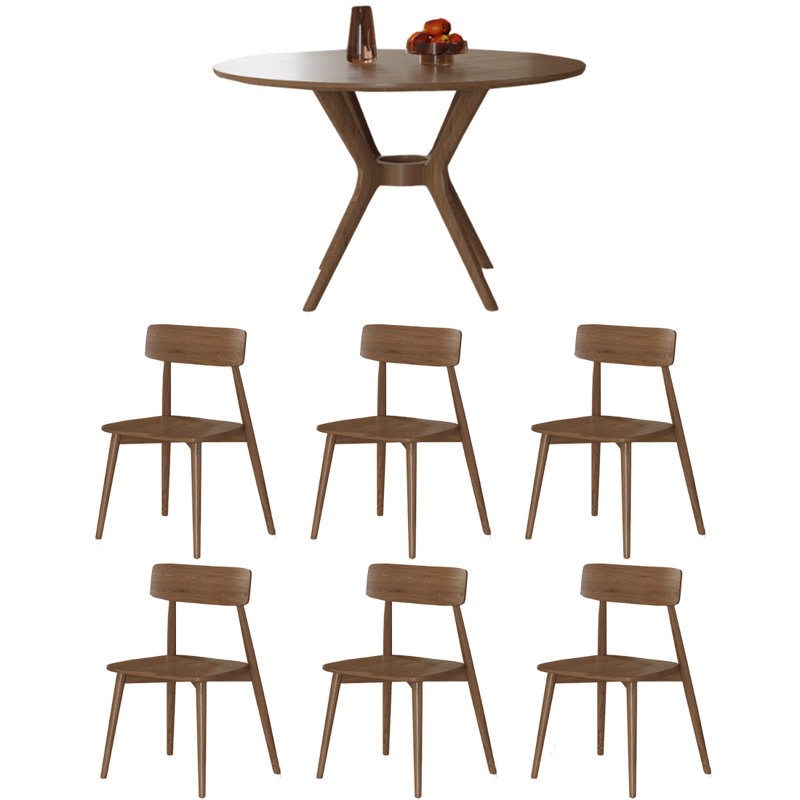 Wabi-sabi round dining table and chair, 29.5"H x 47.2"L x 47.2"W