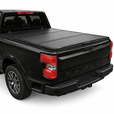 Heavy Duty Hard Folding Tonneau Cover for 2022-2023 Ford F150 4.2ft Bed - Three-Fold Design, Durable Protection, Weather Resistant - Compatible with F150 Truck Accessories - Black