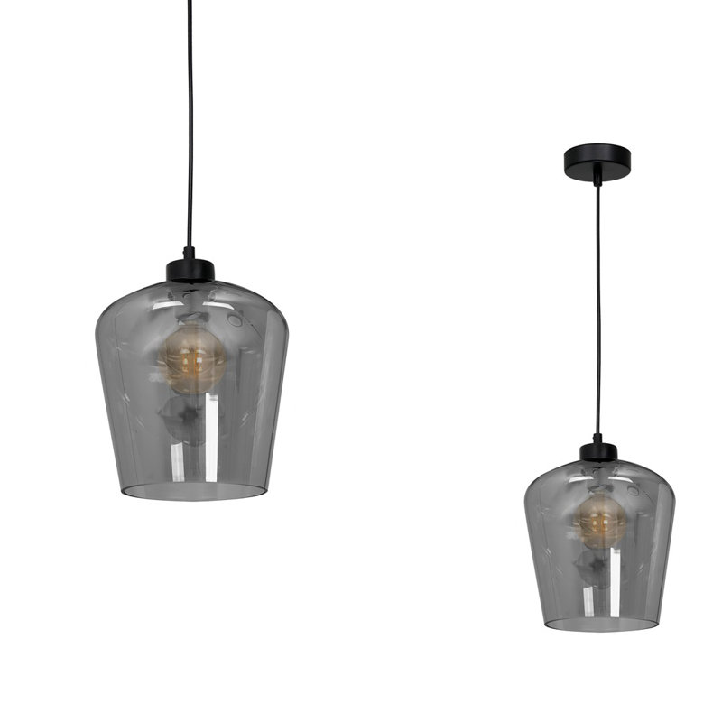Staceville 1 - Light Black Bell Pendant, Grey/Smoked