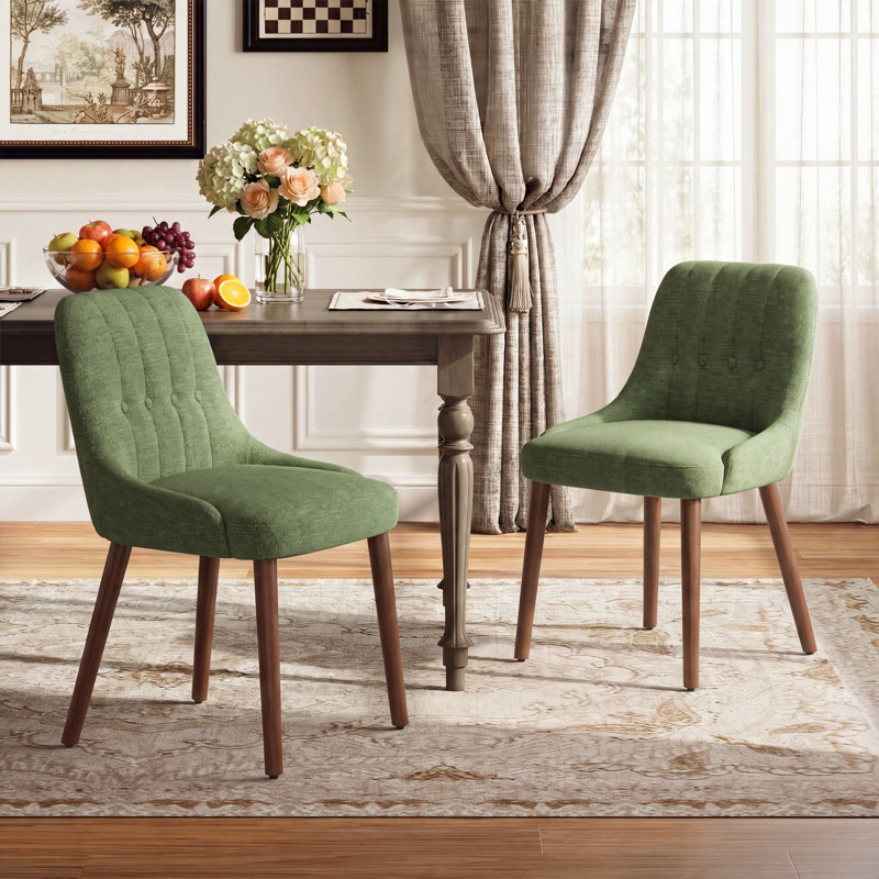 49 cm H Upholstered Fabric Dining Chair, Green