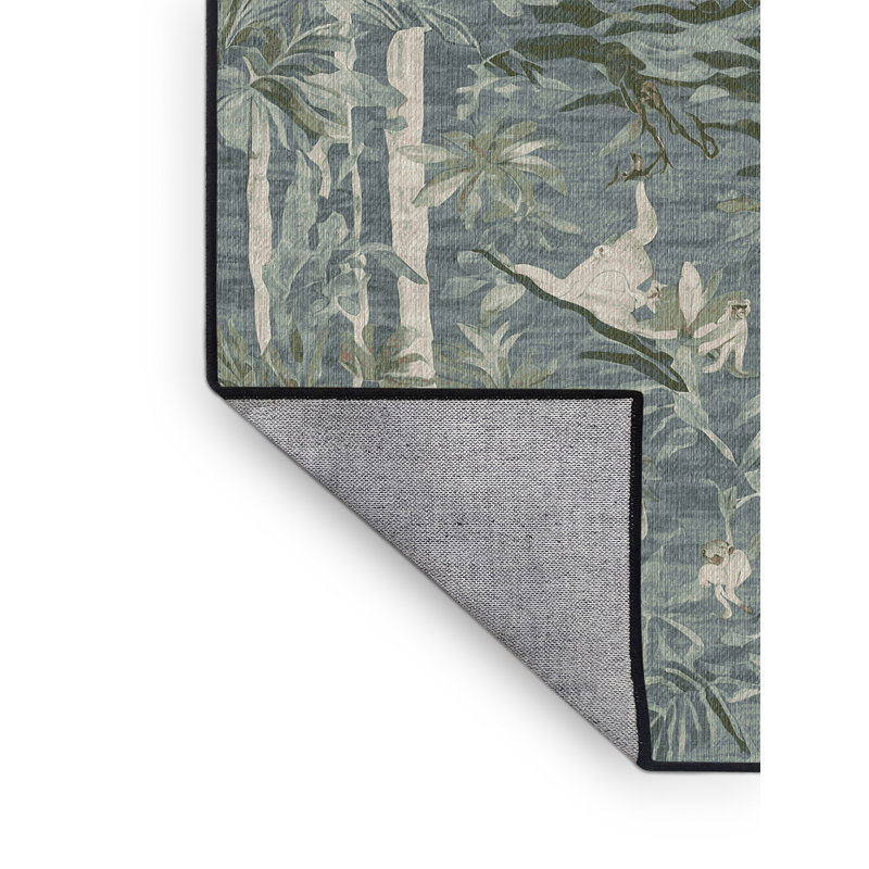 Machine Washable Gray Area Rug, Square 5'
