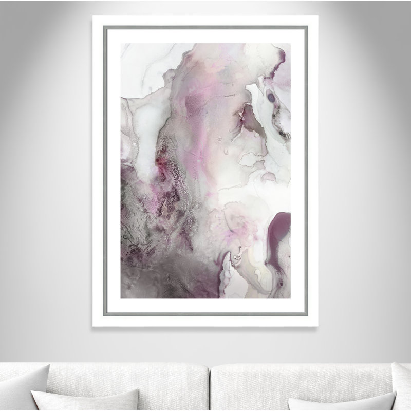 «Mist Bubbles III», reproduction de peinture à l'aquarelle encadrée, Cadre blanc et argent