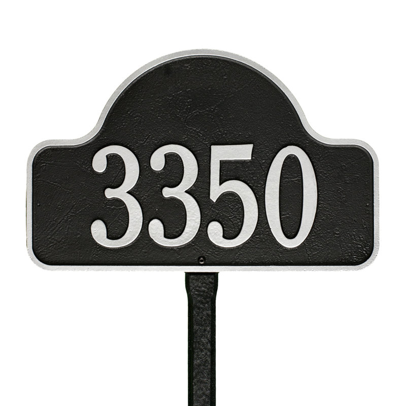 Plaque d'adresse pour pelouse 1 ligne Lexy, Oui, Noir / argent