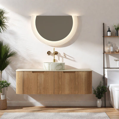 Meuble-lavabo moderne avec évier, meuble à grain de bois naturel de 48 po