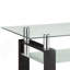 Table basse noire à plateau rectangulaire en verre à 1 tablette
