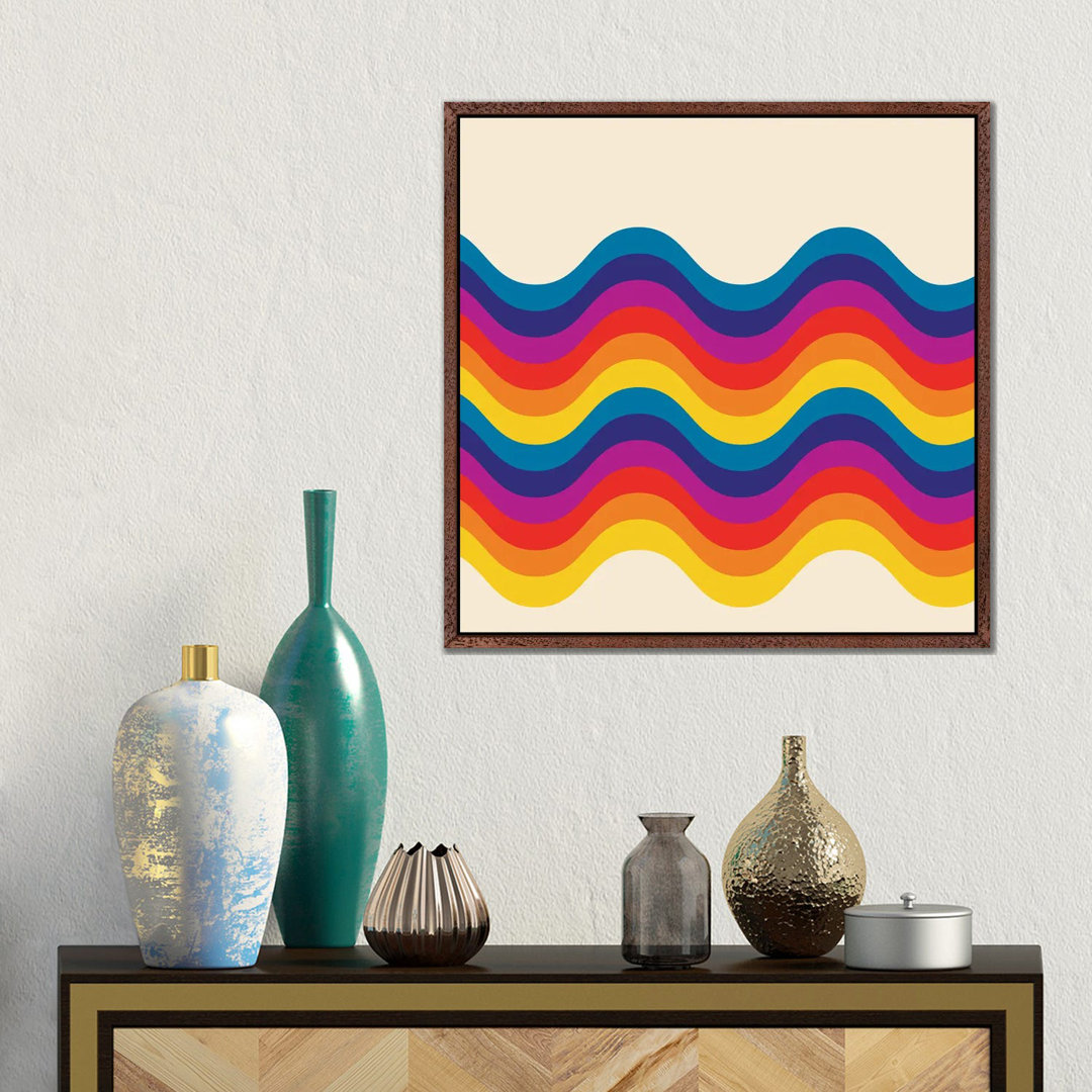 Wavy Retro Rainbow von Show Me Mars - Galerie-verpackte Leinwand Giclée