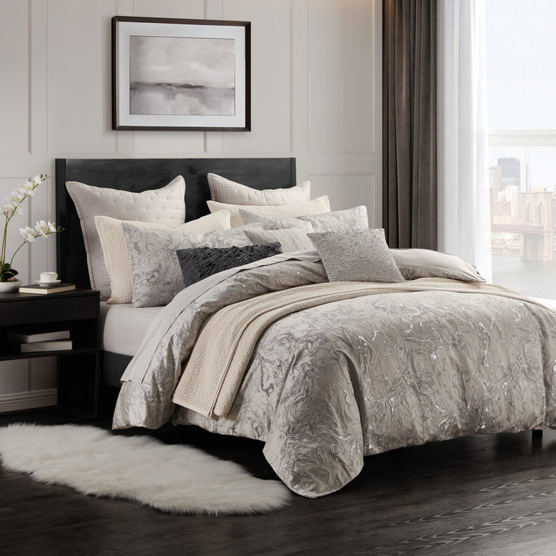 Liquid Marble Duvet Cover, Gray, King Duvet Cover
