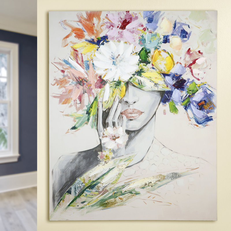 Woman With Flower - No Frame Painting on Canvas