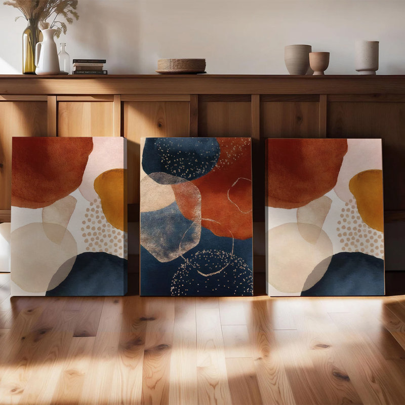3 pièces d'art mural encadrées, ensemble de 3 peintures à l'aquarelle abstraite sur toile, 24" H x 36" W