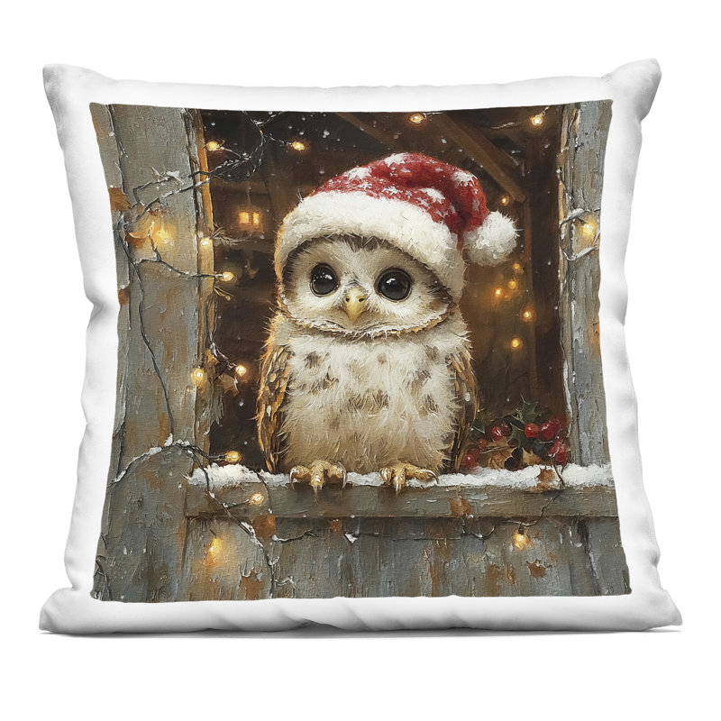 Coussin Festive, Carré 18 po, Brun / Beige