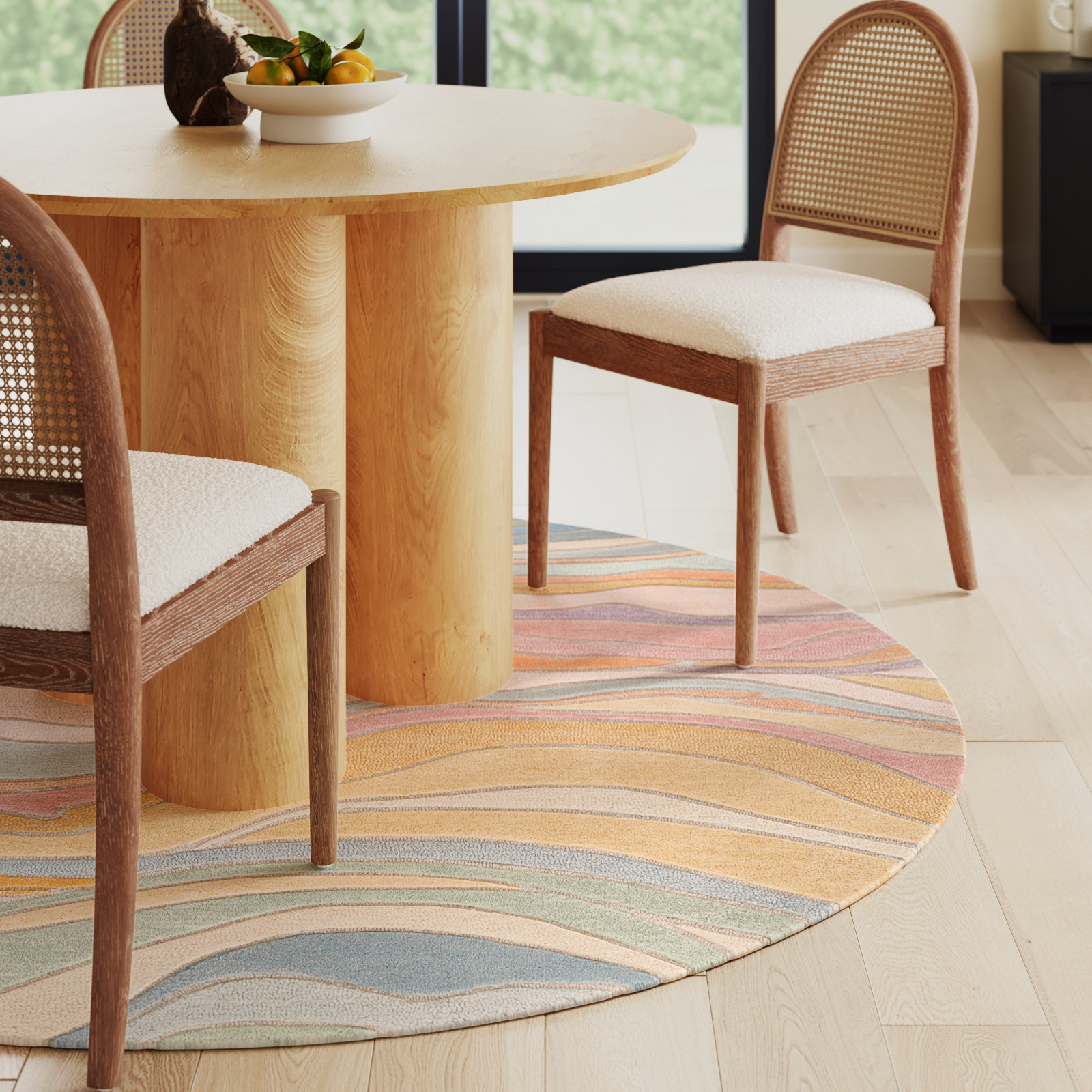 Hand-Tufted Abstract Rug, Round 6'
