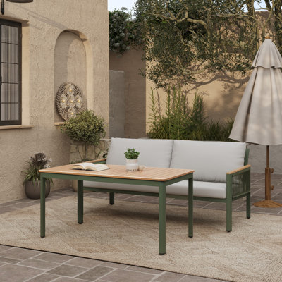 Ensemble de conversation moderne pour 2 personnes, canapé-lit d'extérieur en aluminium avec coussins et table basse