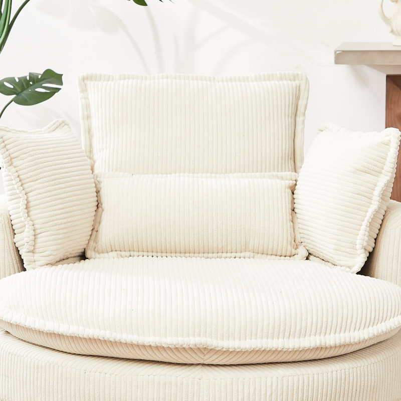 Fauteuil pivotant confortable avec lune - velours côtelé, coussins de soutien