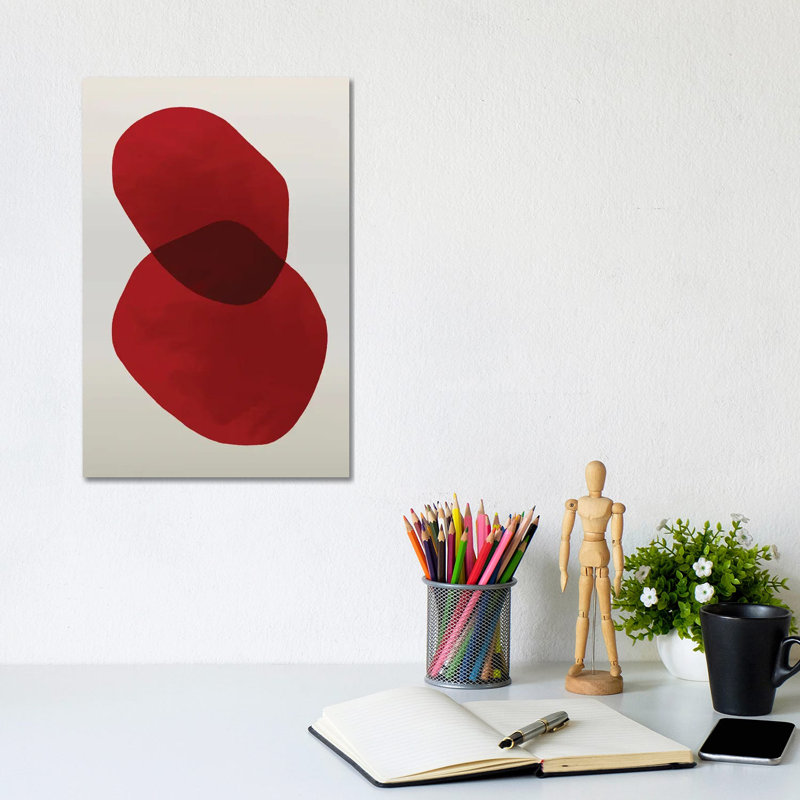 Red - Geo I by Danilo De Alexandria - Wrapped Canvas Painting, 30.48cm H x 20.32cm W x 1.91cm D